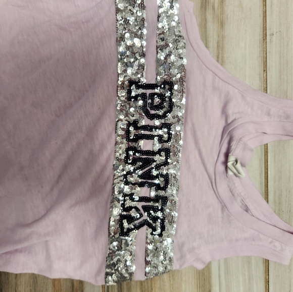 PINK sequin Tank Top Size Small - Picture 4 of 5